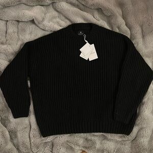 Anine Bing black chunky wool crew sweater